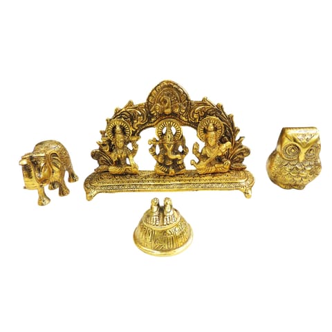 Aluminium Showpiece Owl Diwali Gift Set (AS526 G)