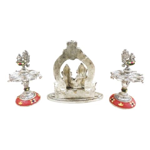Aluminium Showpiece Laxmi Ganesh Mehrav  Gift Set - 4*4*7.5 Inch (AS527 G)