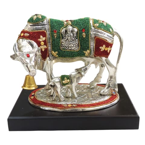 Aluminium Showpiece Cow & Calf Statue Gift Set (AS531 G)