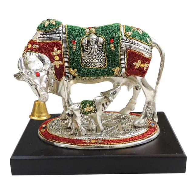 Aluminium Showpiece Cow & Calf Statue Gift Set (AS531 G)
