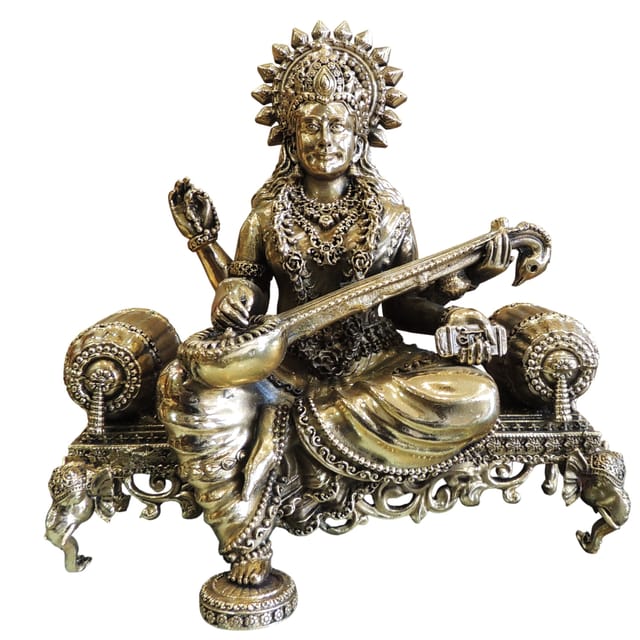 Brass Showpiece Saraswati Ji God Idol Statue - 4.8*8*7.7 Inch (BS1805 S)