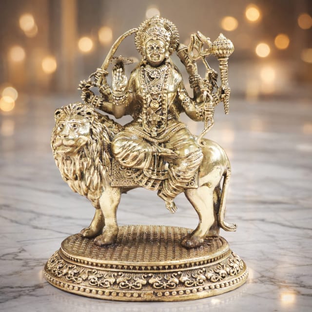 Brass Showpiece Durga Ji God Idol Statue - 4.5*3.7*6 Inch (BS1844 C)