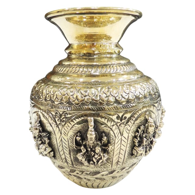 Brass Ashta Laxmi Lota, Water Pot - 5.5*5.5*6 Inch (Bs1914 D)