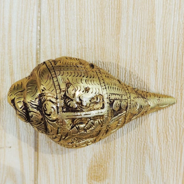 Brass Showpiece Shankh God Idol Statue - 5*2.5*2 Inch (BS1863 C)