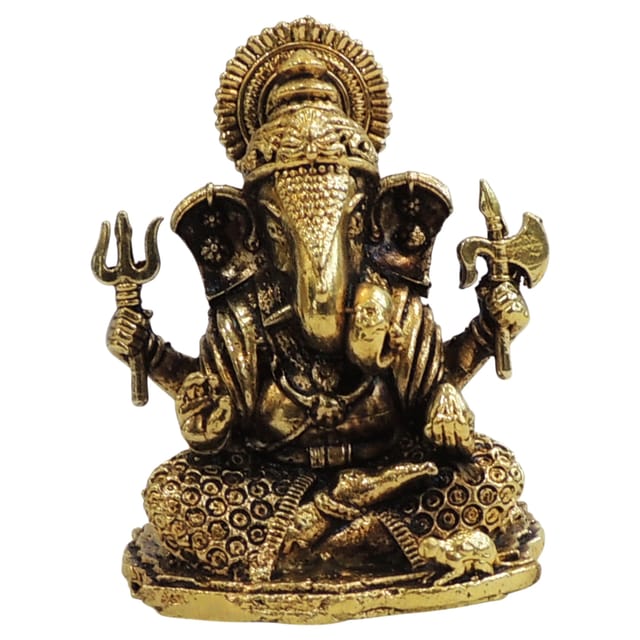 Brass Showpiece Ganesh Ji God Idol Statue - 2*1.5*2.5 Inch (BS1851 O)