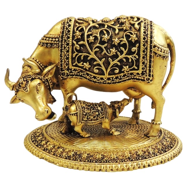 Brass Showpiece Cow God Idol Statue - 4.5*3.2*3.5 Inch (BS1727 C)