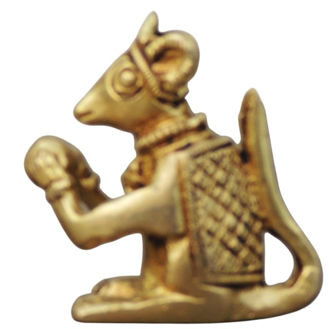 Brass Showpiece Rat God Idol Statue - 2*1*2.5 Inch (BS1051 D)
