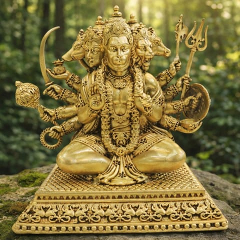Brass Showpiece Panchmukhi Hanuman Ji God Idol Statue - 6*4*6 Inch (BS1736 I)