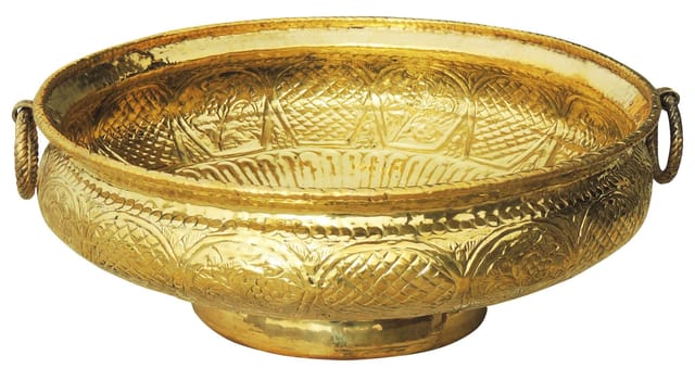 Brass Urli with Handwork Diameter 27.7 inch (F574 X) - 27.7*27.7*10.5 inch (F574 X)