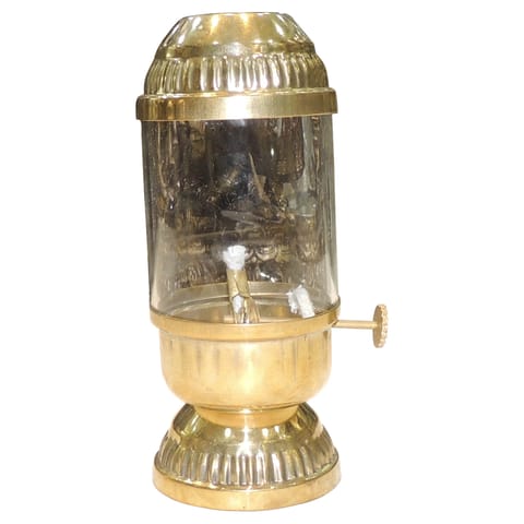 Brass & Glass Deepak With Chimney - 5*4*9 Inch (Z647 C)