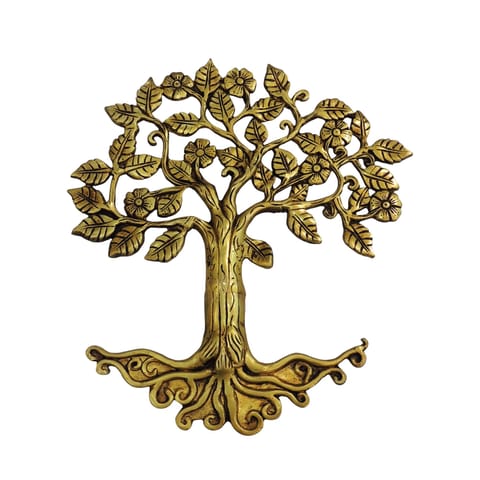 Brass Showpiece Tree Statue - 11.5*0.5*13 Inch (BS1647 D)