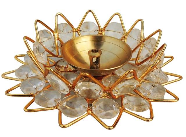 Brass Fancy Bowl Crystal Deepak No. 4 - 5.1*5.1*2 inch (Z423 D)