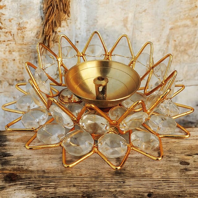 Brass Fancy Bowl Crystal Deepak No. 1 - 3.7*3.7*2 inch (Z423 A)