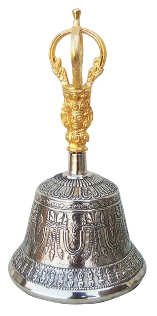 Pure Bronze Metal Hand Bell, Kansa Hand Bell - 4.5*4.5*8.2 inch (Z114 G)