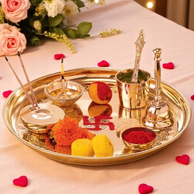 Pooja thali- 10*10*1 inch (Z135 A)