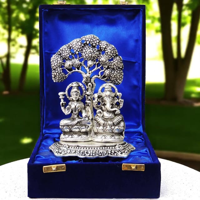Showpiece Aluminium Laxmi Ganesh - 5.2*3.2*6.7 inch (AS089)