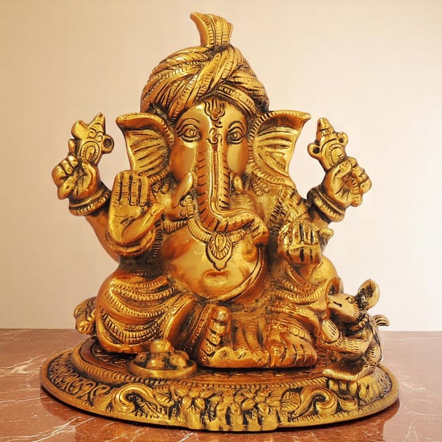 Showpiece Pagadi Ganesh Big - 7*6.5*7.5 inch (AS294 G)