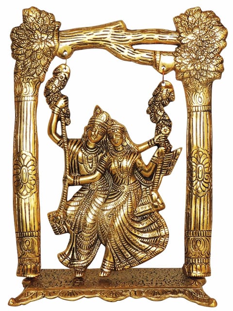 Showpiece Radha Krishna Statue With Jhula- 9.4*4.6*12.2 inch (AS280 G)