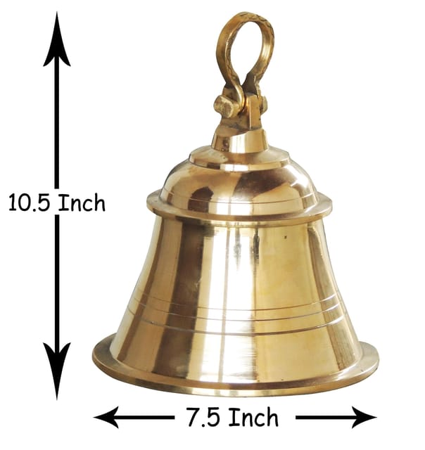 Brass Hanging Temple Pooja Bell, Ghanta Plain - 7.5*7.5*10.5 inch (Z222 E)
