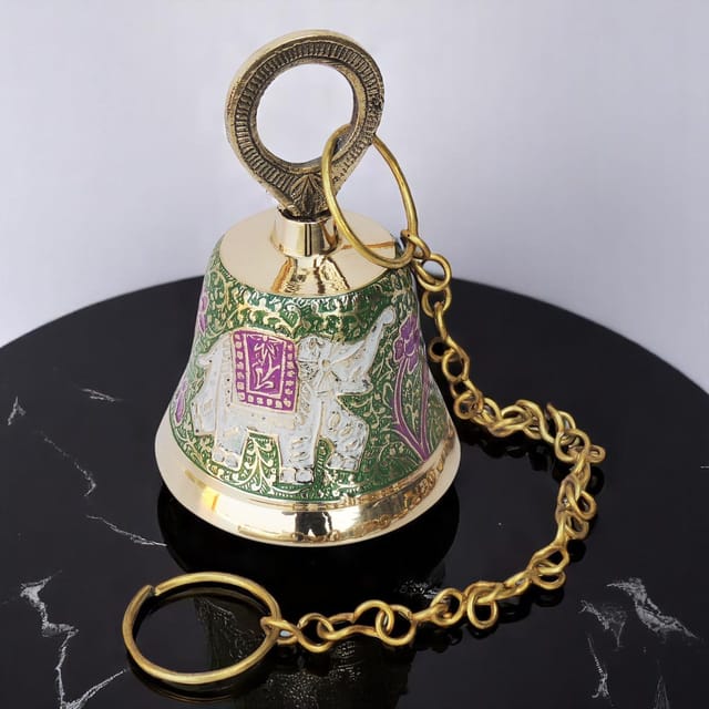 Brass Hanging Temple Pooja Bell, Hanging Bell - 3.5*3.5*4.8 inch (F641 A)