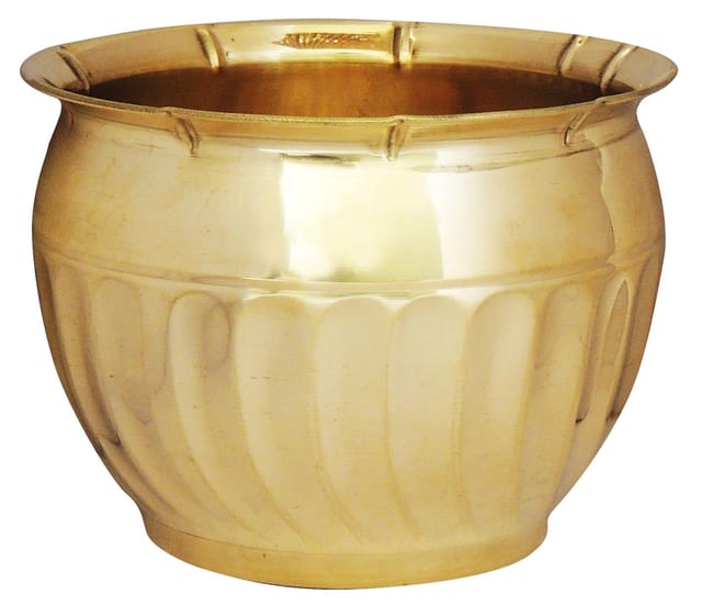 Brass planter Pot Gamala Diameter 8 inch weight 0.5 Kg (F254) - 8*8*6 inch (F254)