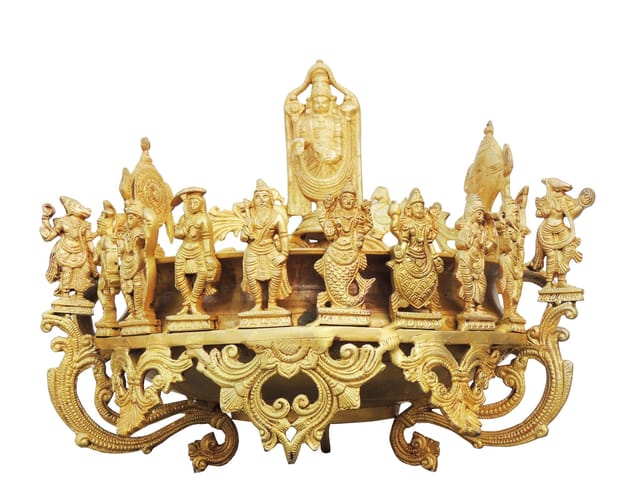 Urli - Uruli With Vishnu Dasavtaar Statue Decorative Hand Made  By Brass - 17*16.5*16.8 inch (BS928 A)