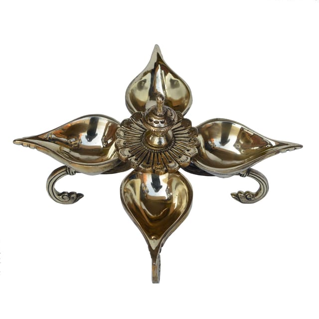 Brass Table Decor Oil Lamp Deepak  - 9*9*5.6 inch (BS1193 A)