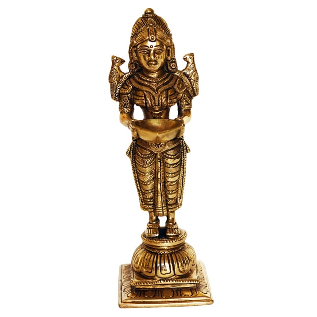 Brass Beautiful Deepak With Lakshmi Statue  - 3.2*2.8*8 inch (BS1191 A)