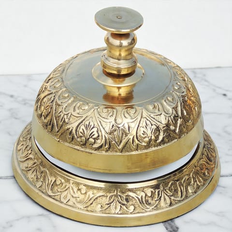 Brass Office Table Bell Embose - 3.7*3.7*3 inch (Z160 B)