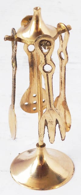 Brass Spoon Set Of 4 PCs Miniature Toy for Children Playing  - 0*0*0 inch (Z369 C)