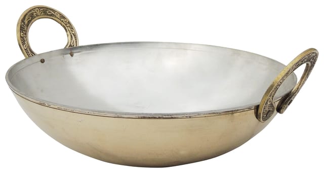 Brass Kadai With Kalai Work 3 Liter - 11.5*11.5*5.5 inch (Z173 E)
