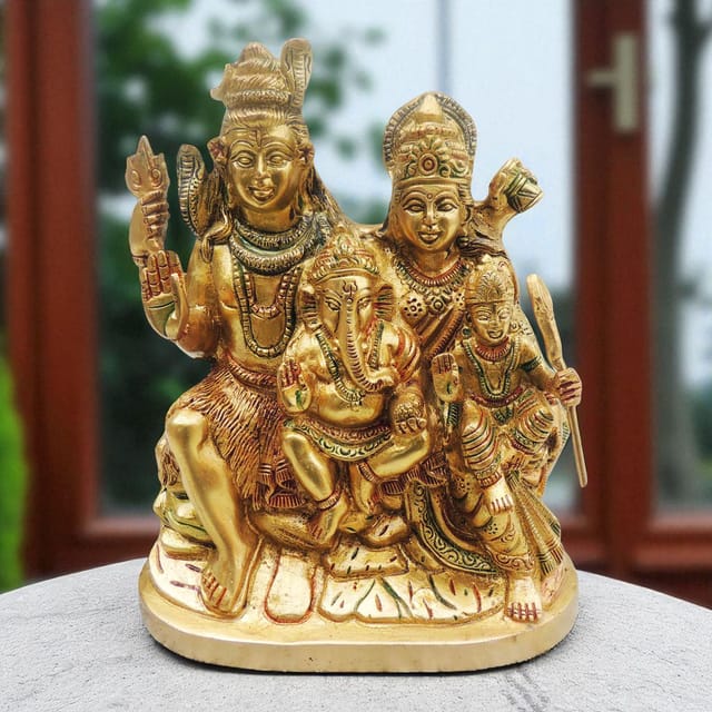 Brass Showpiece Shiv Parivar Colour Idol Statue  - 7*3.2*8.5 inch (BS493 B)