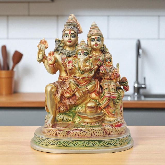 Brass Showpiece Shiv Parivar Colour Idol Statue  - 9*5*10 inch (BS493 A)