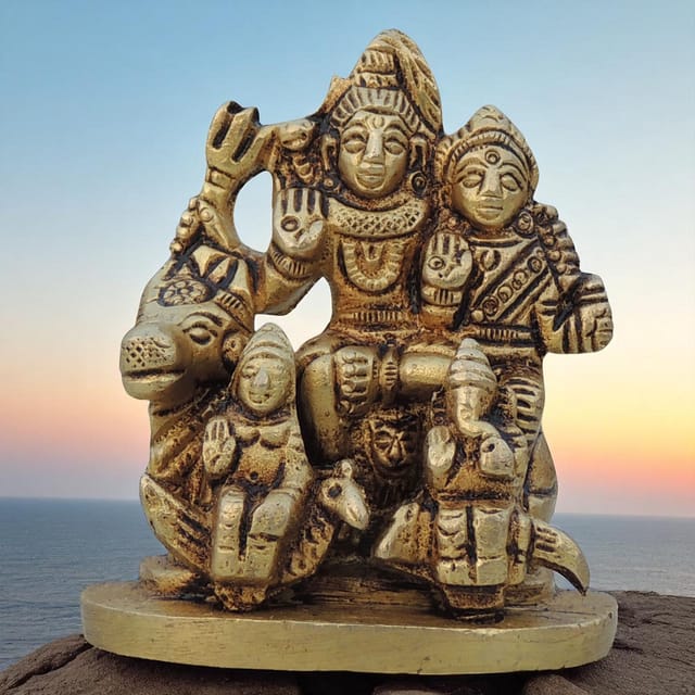 Brass Showpiece Shiv Parivar Idol Statue  - 2.5*1*2.5 inch (BS1045 C)