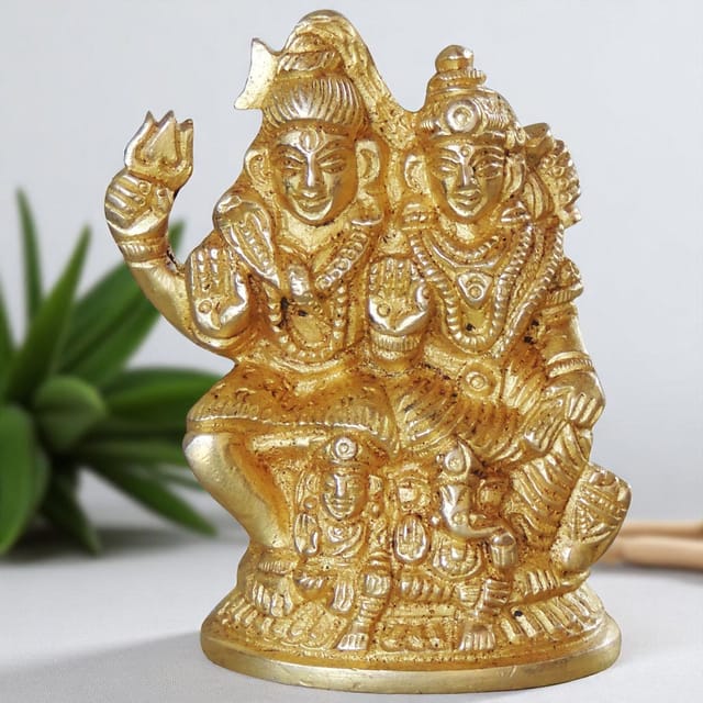 Brass Showpiece Shiv Parivar Idol Statue  - 2*1*2.5 inch (BS1045 D)