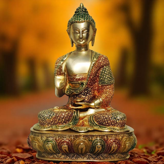 Brass Showpiece Buddha Big Statue  - 11*7.5*16 inch (BS660 D)