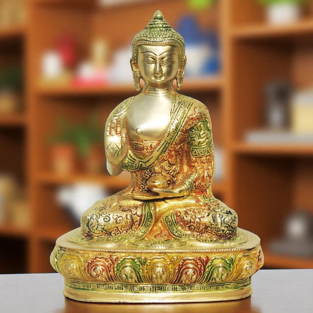 Brass Showpiece Buddha Big Statue  - 8*4*10 inch (BS660 A)