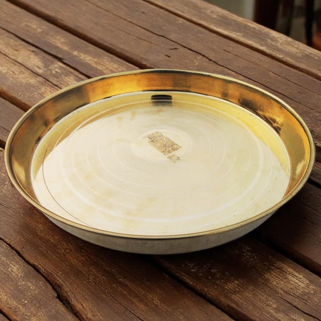 Brass Thali No. 14 - 11.8*11.8*1.8 inch (Z441 G)