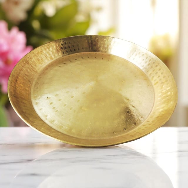 Brass Thaal With Brass Finish Diameter 22 Inch - 22*22*2.5 inch (Z444 A)