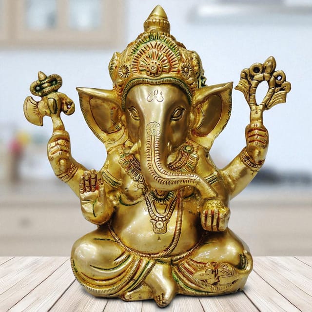 Brass Showpiece Ganesh Ji God Idol Statue - 9.5*4.5*9 inch (BS668 B)