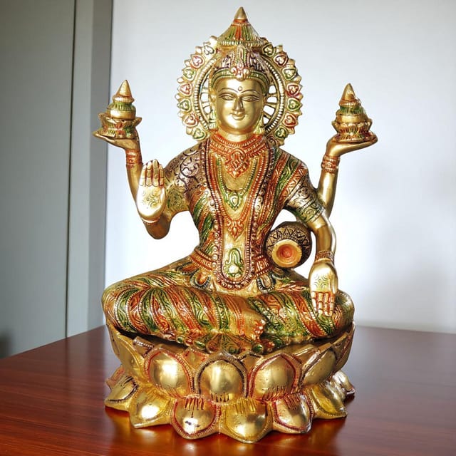 Brass Showpiece Laxmi Ji God Idol Statue - 7.5*6.5*12 inch (BS1061 L)