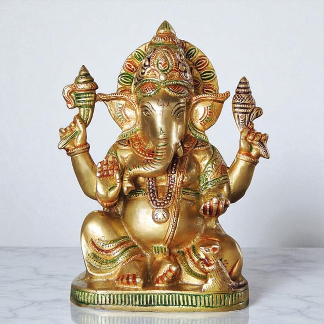 Brass Showpiece Ganesh Ji God Idol Statue - 5*3*8 inch (BS1062 G)