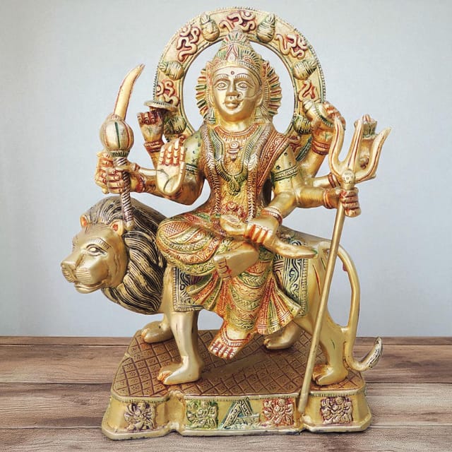 Brass Showpiece Durga Ji God Idol Statue - 9*4.5*12 inch (BS937 Y)