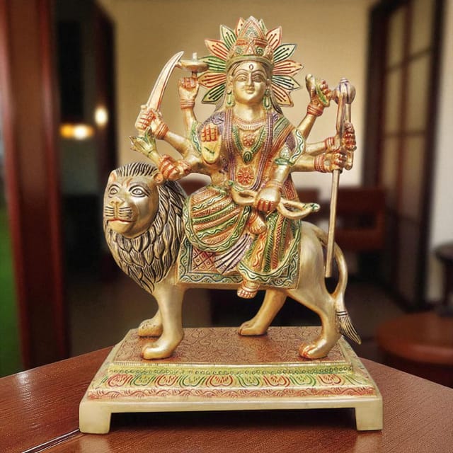 Brass Showpiece Durga Ji God Idol Statue - 9*4.2*12.5 inch (BS937 C)