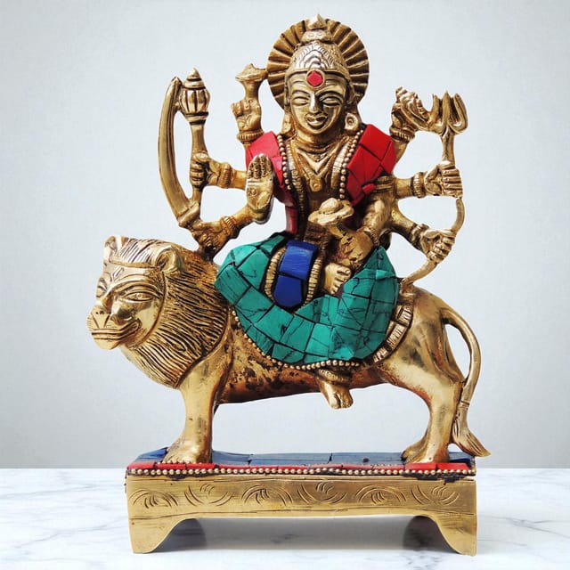 Brass Showpiece Durga Ji God Idol Statue - 2*4*6.5 inch (BS438 B)