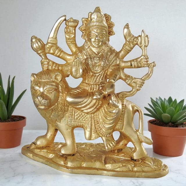 Brass Showpiece Durga Ji God Idol Statue - 4*2*4 inch (BS1028 B)