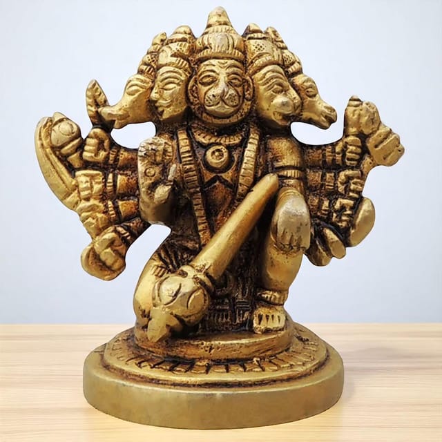 Brass Showpiece Panchmukhi Hanuman Ji God Idol Statue  - 2*1.5*3 inch (BS1039 B)