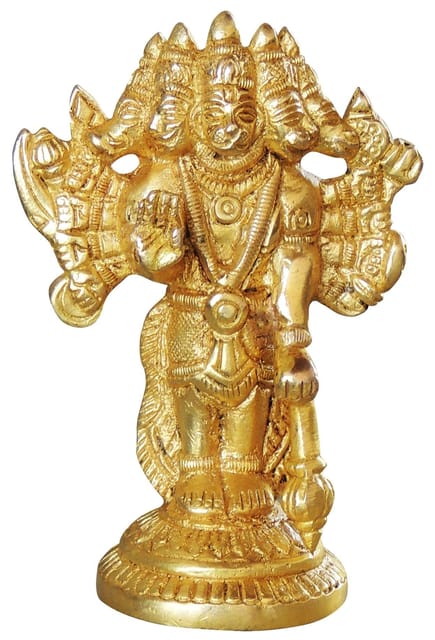Brass Showpiece Panchmukhi Hanuman Ji God Idol Statue  - 3*1.5*4 inch (BS1048 E)