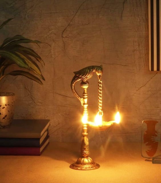 Brass Table Decor Oil Lamp Murga Deepak - 3.3*2*6.3 inch (BS1228 C)