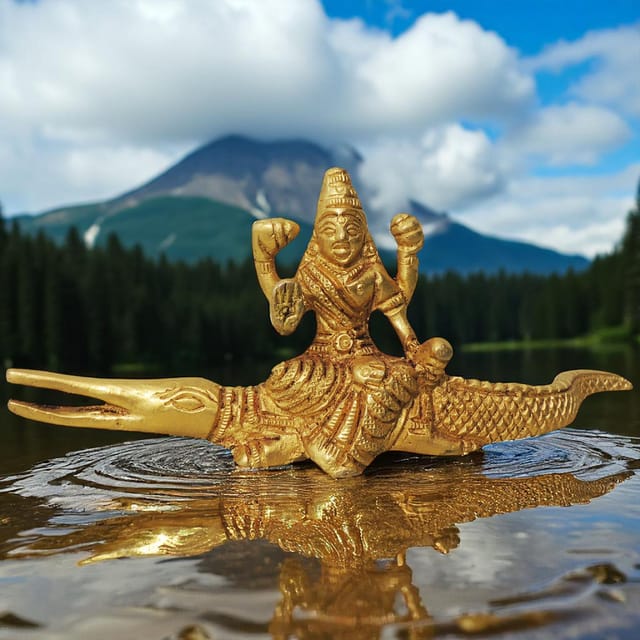 Brass Showpiece Ganga Ji Sitting On Crocodile - 5.5*1*2.5 Inch (BS814 A)